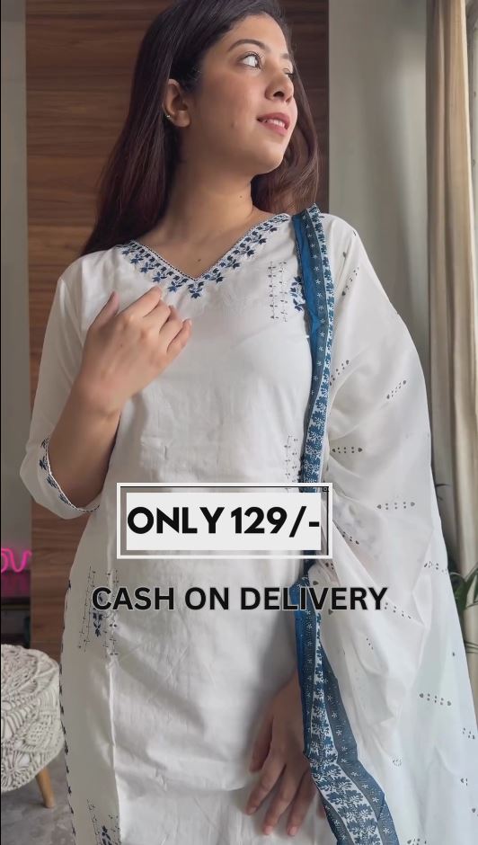 Designer Embroidered Kurta Set With  Duppatta in White