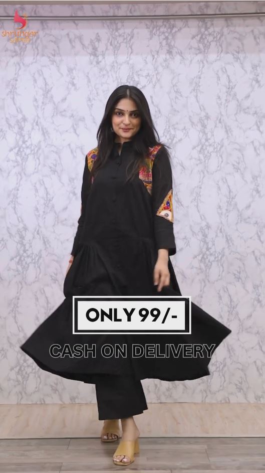 Panther Black Fusion Salwar Kameez Set