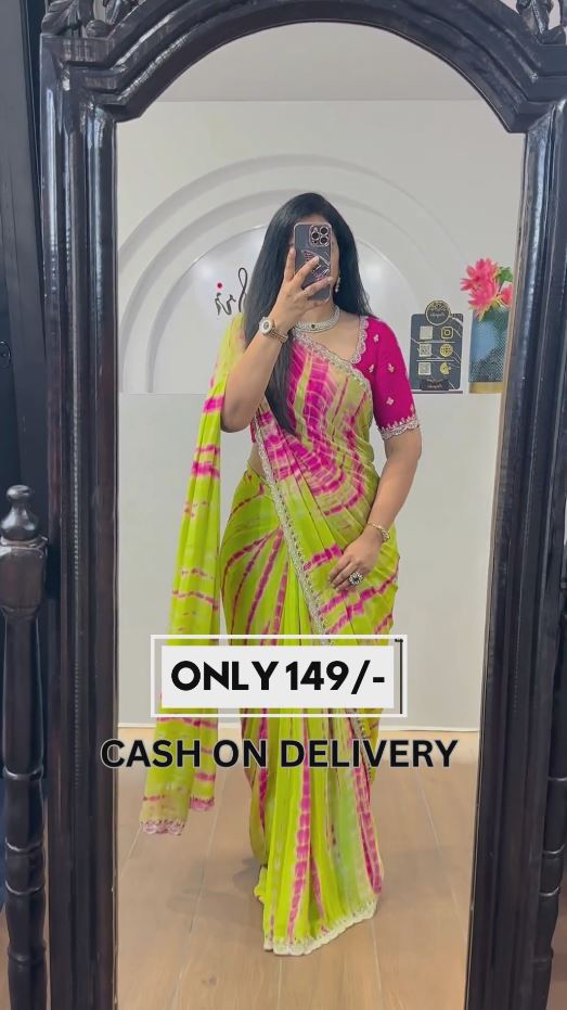 Green & Pink Shibori Pure  Tie And Dye Saree