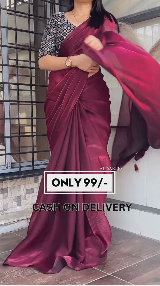 Designer Maroon Silk Readymade Saree