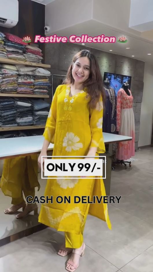 Nusrat Pink And Yellow Floral Printed Suit Set