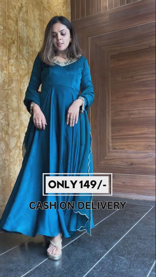 Women Teal Blue Kurta with Trousers & Dupatta