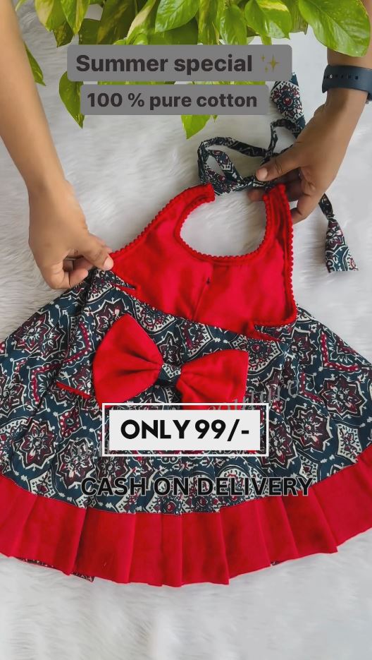 Enchanting Red and Grey Silk Party Frock for Girls