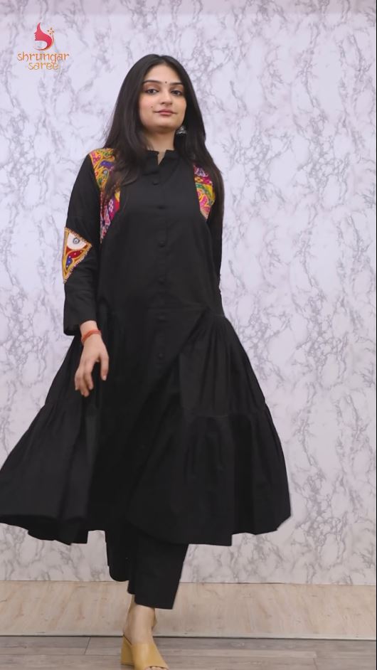 Panther Black Fusion Salwar Kameez Set