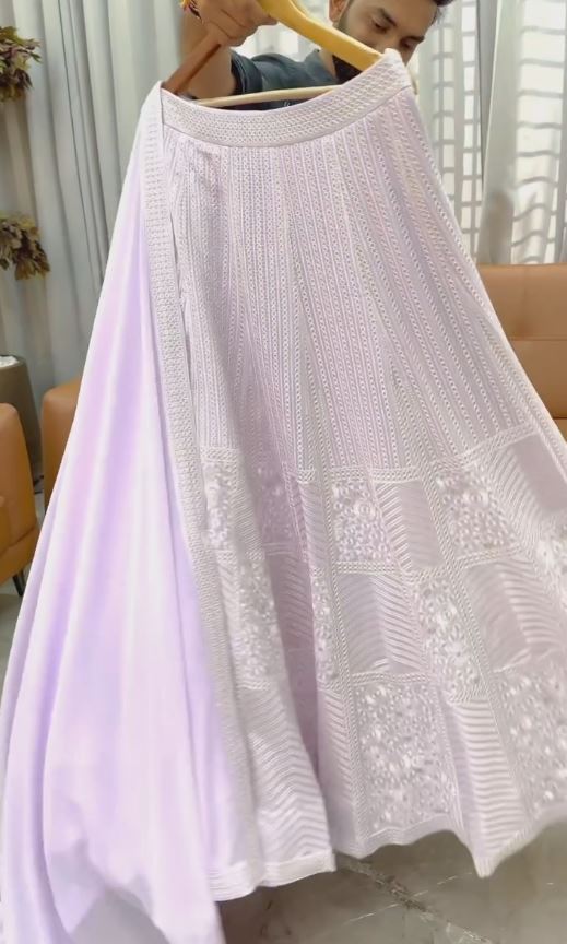 Light Purple Sequence Embroidery work Designer Wedding Lehenga Choli