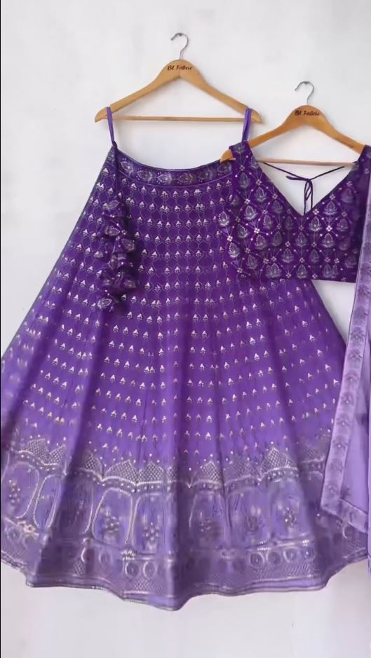 Purple color Sequence Embroidery work Designer Wedding Lehenga Choli