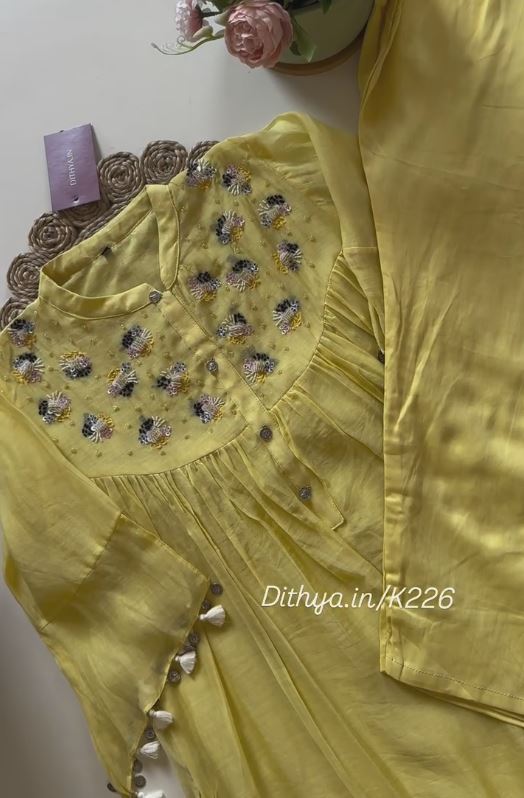 Lemon Yellow colour cotton suit Dress for women