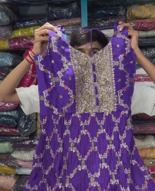 Shining Heavy Work Purple Pakistani Sharara Suit