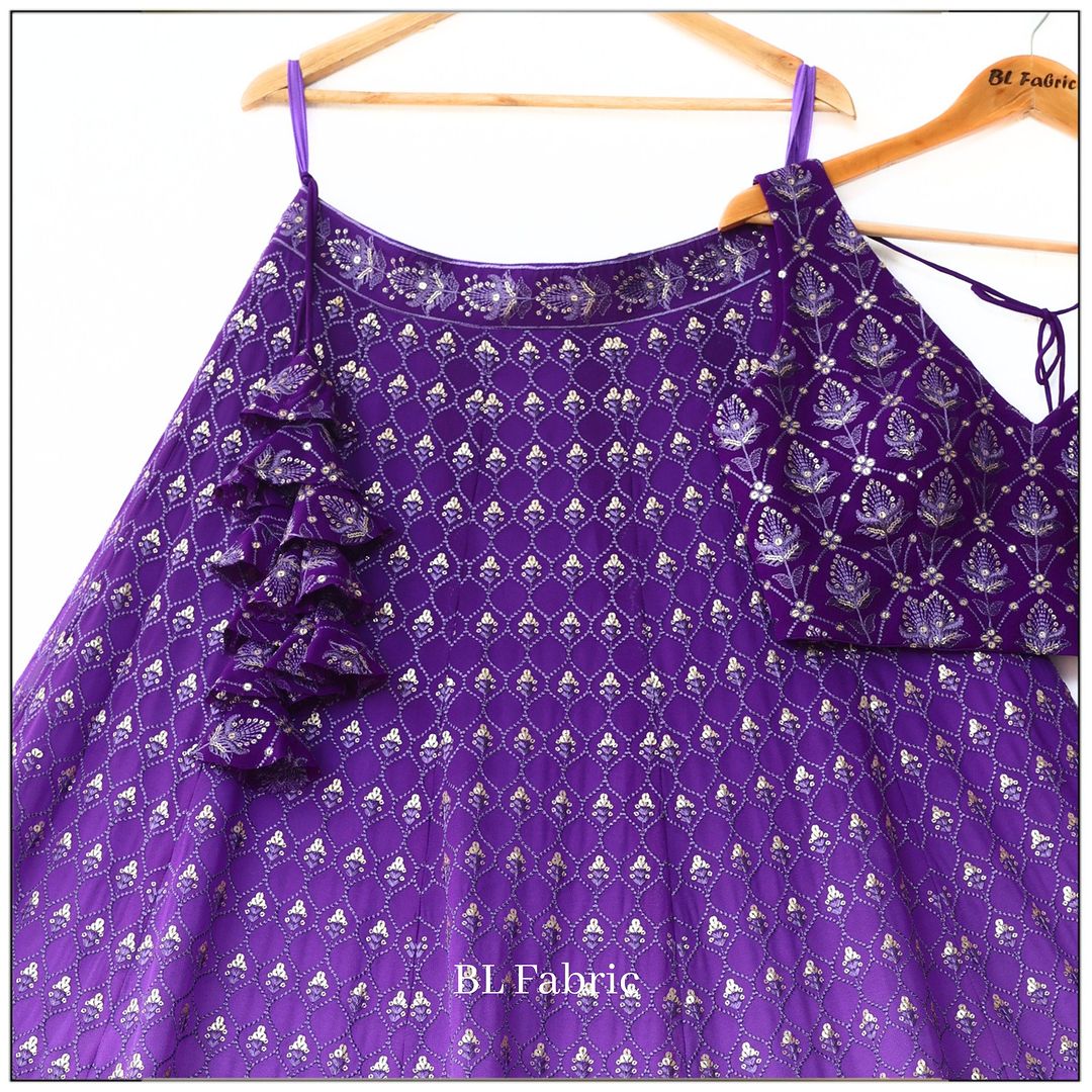 Purple Color Georgette And Thread With Sequnce Work Party Wear Collection Special Lehenga Choli Set