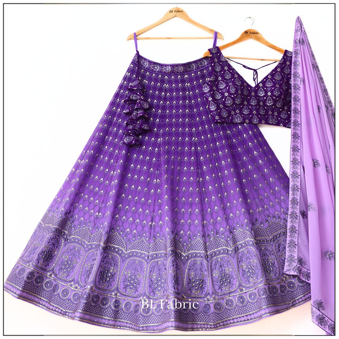 Purple Color Georgette And Thread With Sequnce Work Party Wear Collection Special Lehenga Choli Set