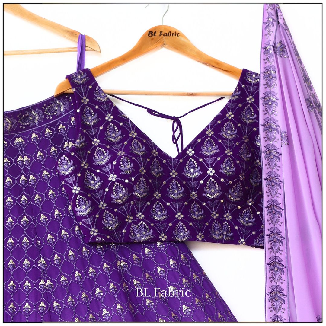 Purple Color Georgette And Thread With Sequnce Work Party Wear Collection Special Lehenga Choli Set