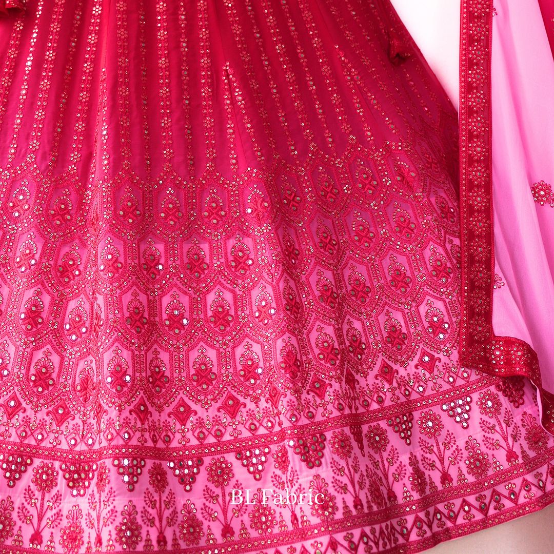 Pink color Shadding Sequence & Thread work Designer Wedding Lehenga Choli For Wedding Function