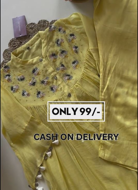 Lemon Yellow colour cotton suit Dress for women