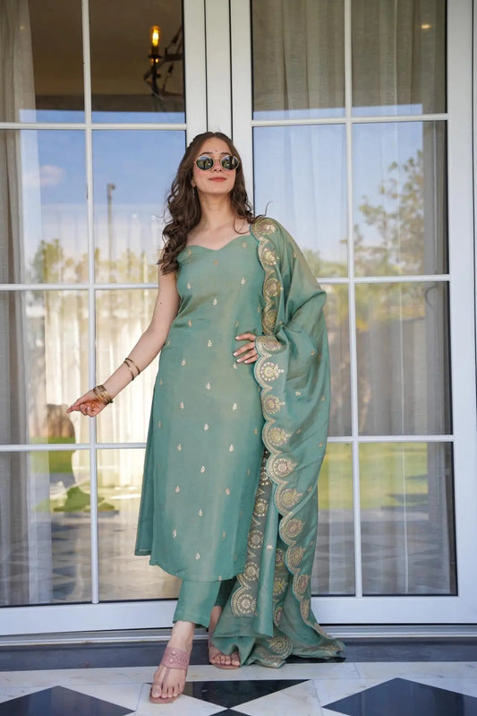 Eyes Catching NEW DESIGNER TRISHA GREEN COSMOS KURTA SET