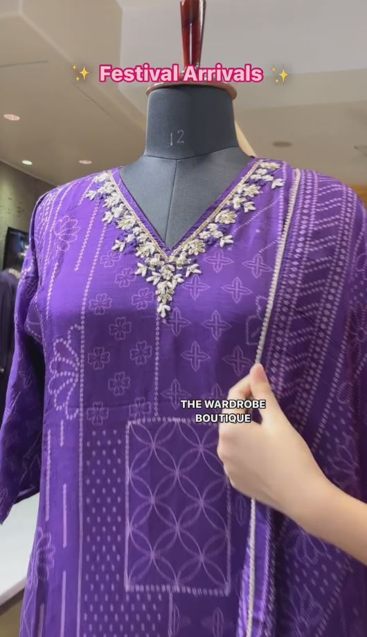 Pure Muslin Purple Color Ethnic Motifs Woven Design Regular Kurta with Trousers & Dupatta