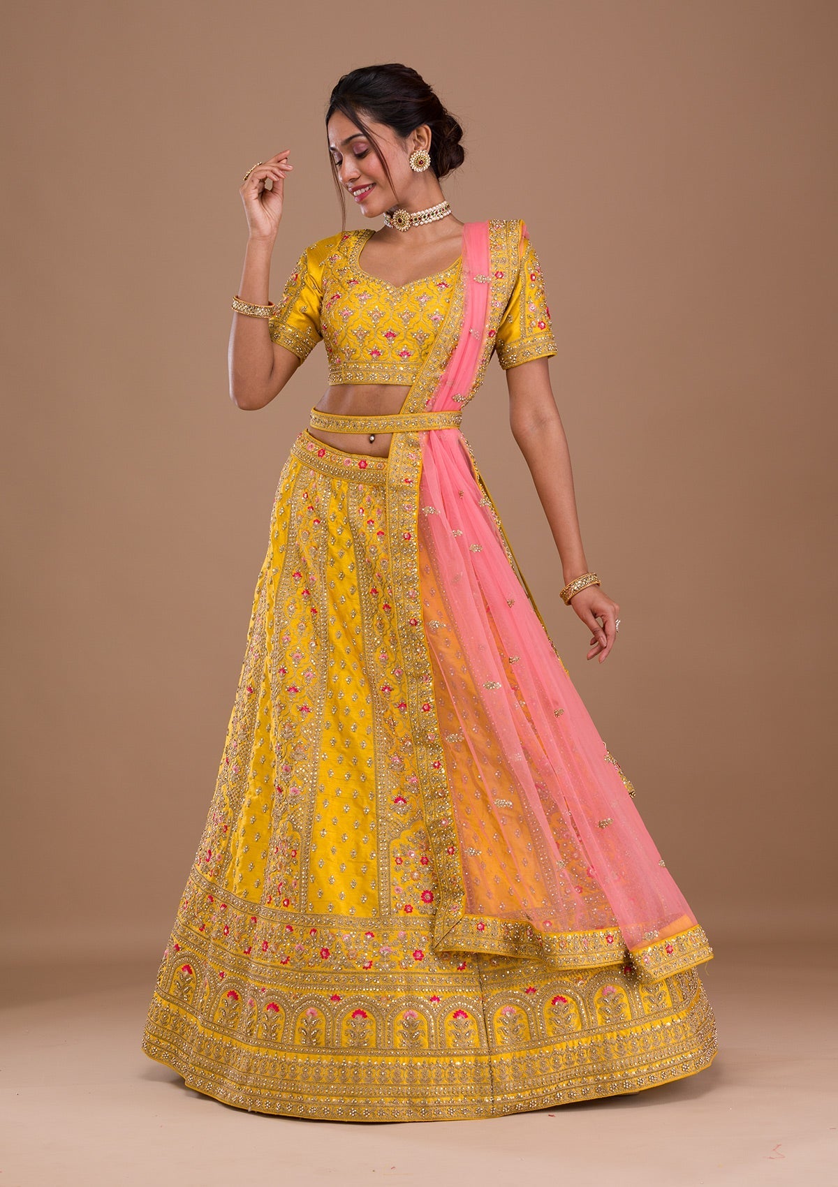 Zariwork Raw Silk Readymade Lehenga