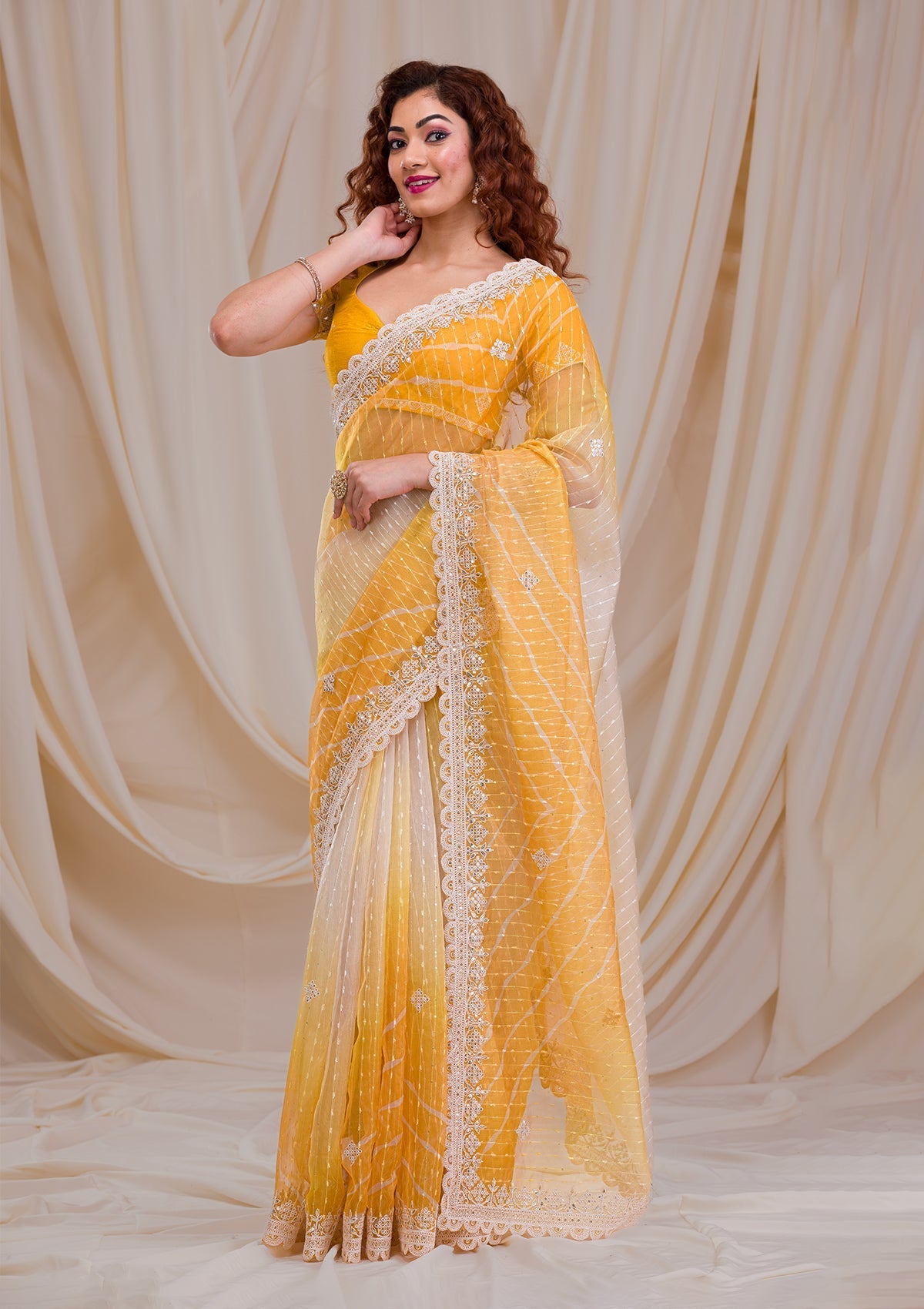 Mehendi Gotapatti Net Saree