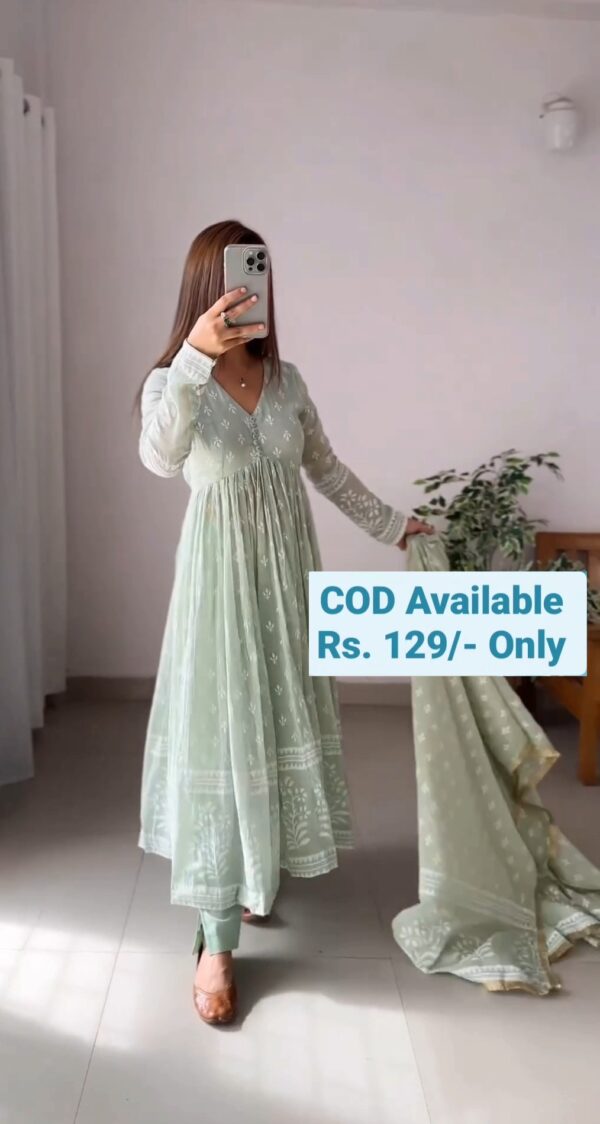 Beautiful Sea Green Anarkali Suit with Embroidered Work