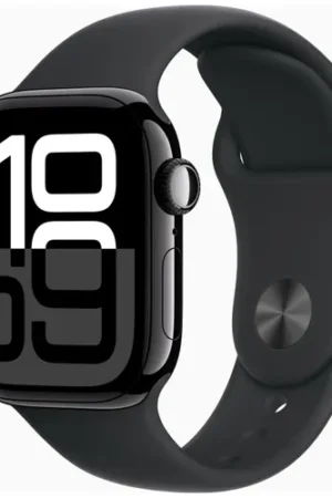 Watch Series 10 GPS 42mm Jet Black Aluminium Case with Black Sport Band - M/L Strap Size