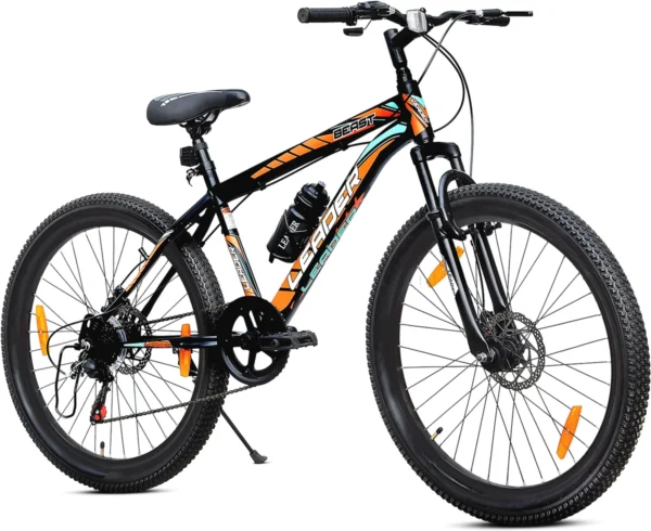 LEADER Beast MultiSpeed Bike with FS & DD Brake 26 T (inch) Mountain Cycle (7 Gear, Black, Only Front Suspension)